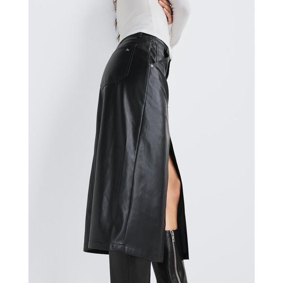 rag & bone Sid Faux Leather Skirt Black - 26 - Picture 1 of 6
